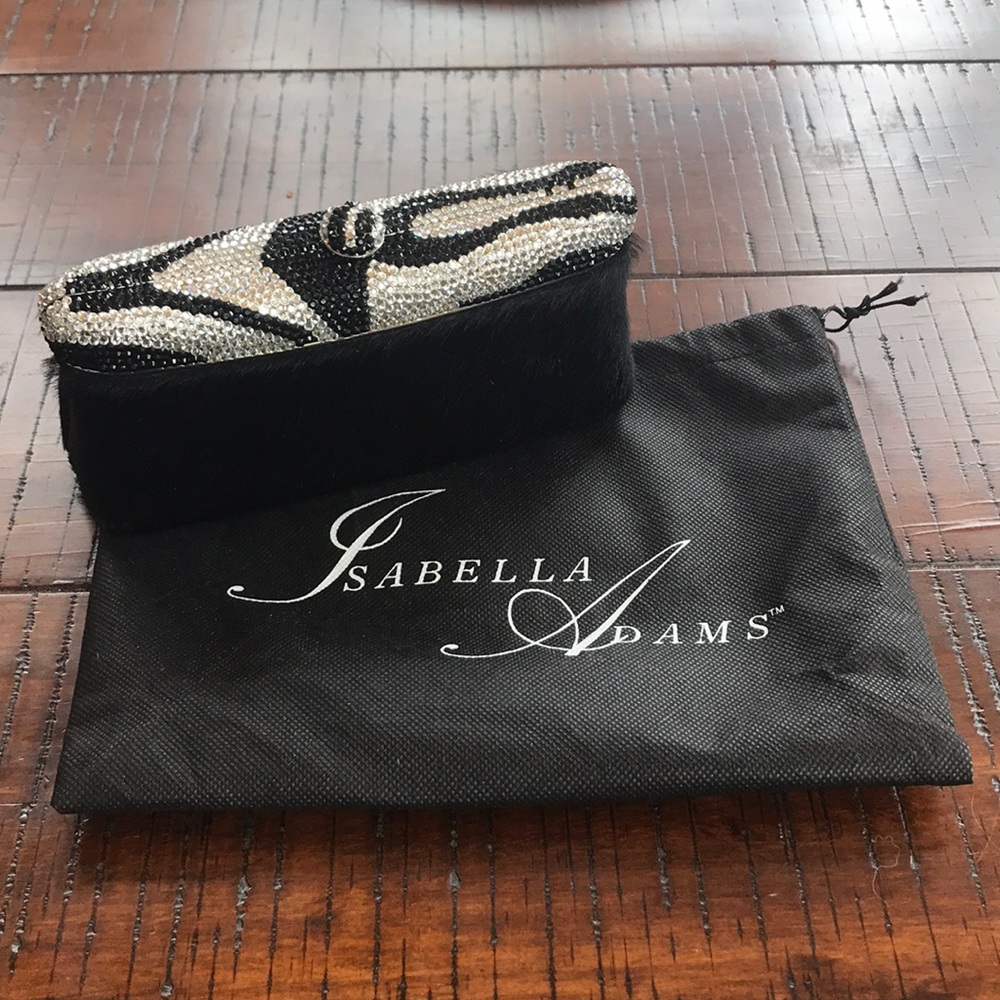 Isabella Adams Black Pony Hair and Crystal Clutch